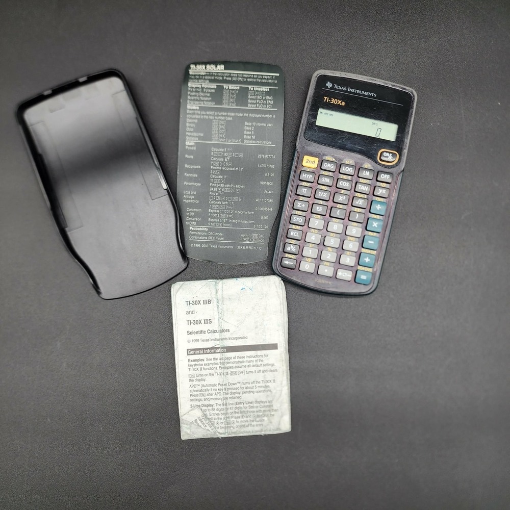 TI-30xa Texas Instruments ScientifiCalculator & cover and instructions-Tested